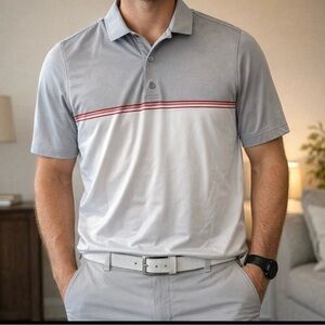 Men's FootJoy Gray and white Golf Polo